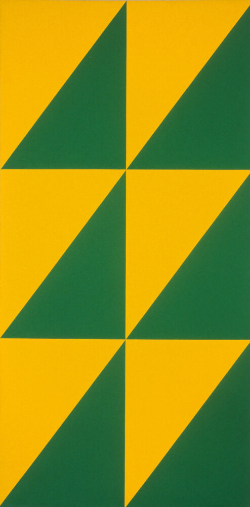 Position triangulaire jaune-vert, 1972 244 x 121 cm acrylique sur toile Collection de la Fondation Guido Molinari